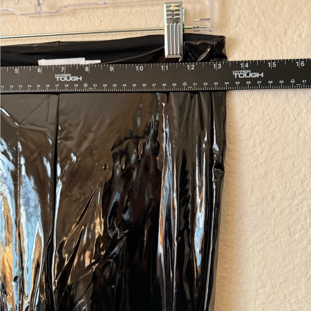 NEW! Good American pull on Glossy Black liquid vinyl Flare Pants - Picture 13 of 14